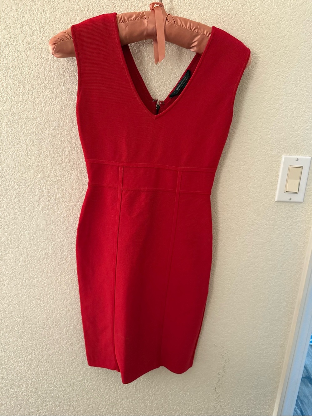 Sleeveless V-Neck Red Bandage Dress